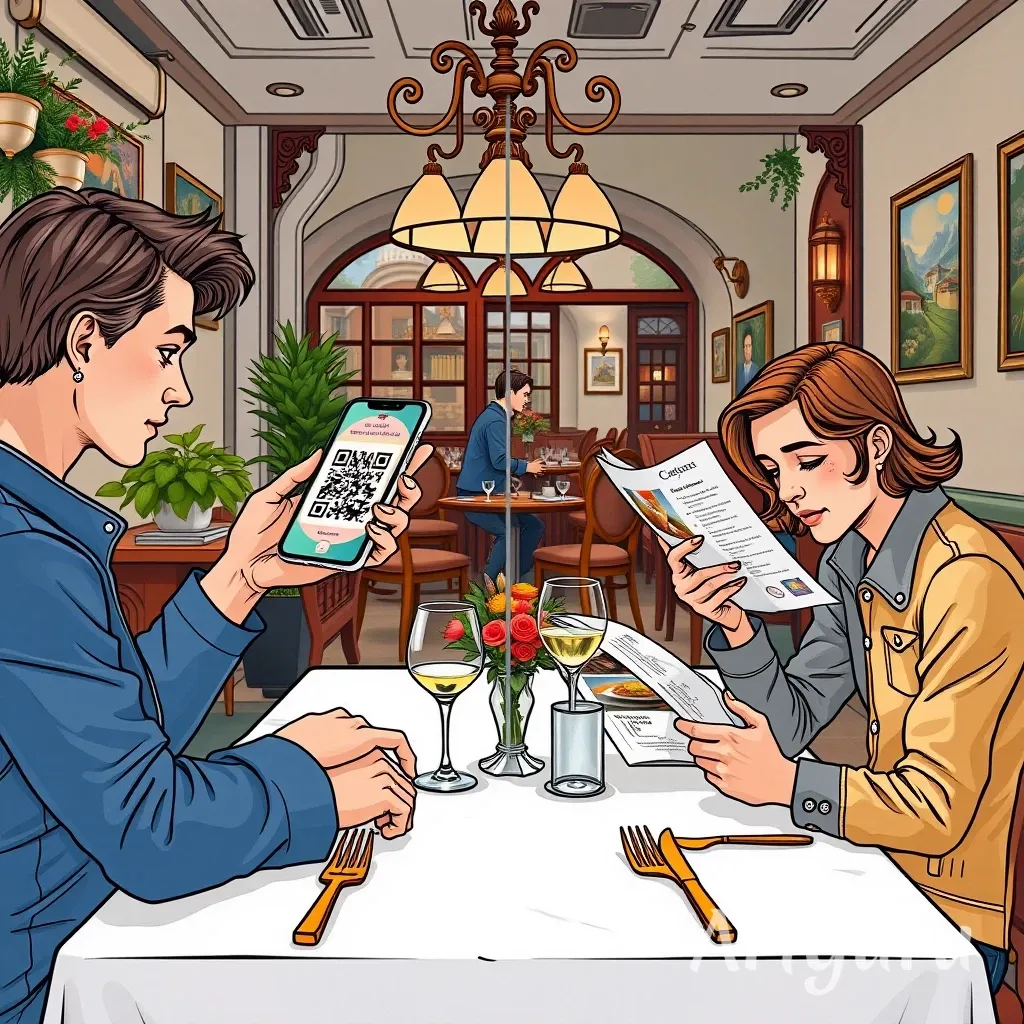 Comparaison menu numérique et papier